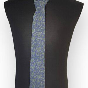 Vintage IZOD Blue Paisley Cotton Tie 58” X 3”